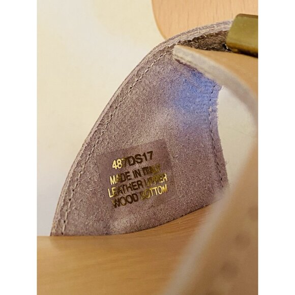 Dr Scholls Women Size 9 M Wood Exercise Clog Sandal Tan Leather Slide Shoe New - Picture 11 of 13